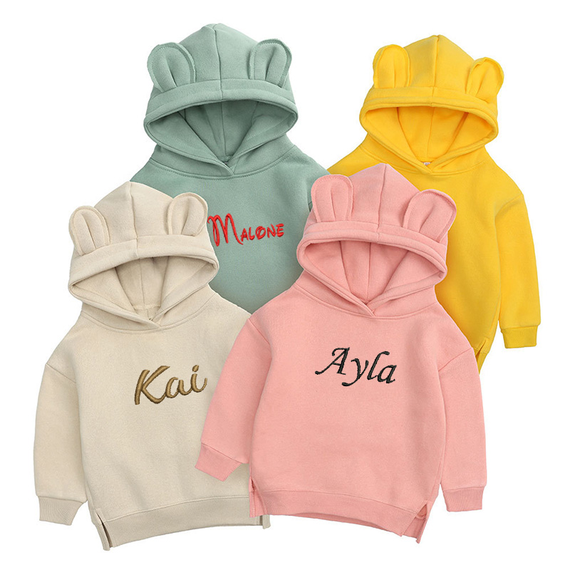 Baby Clothing Name - مطرزة الدب هوديي للأطفال ، شخصية