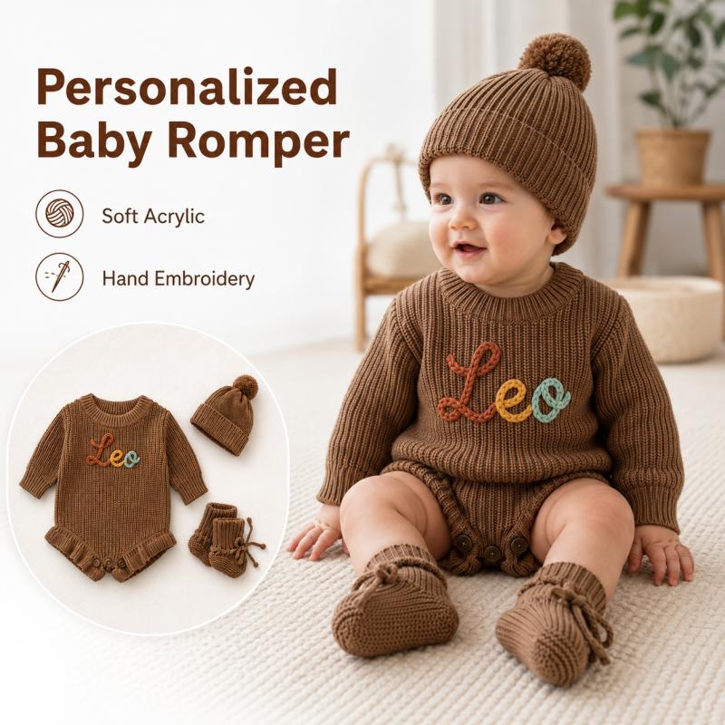 Baby Clothing Name - بدلة أطفال مخصصة مطرزة بالاسم، لون