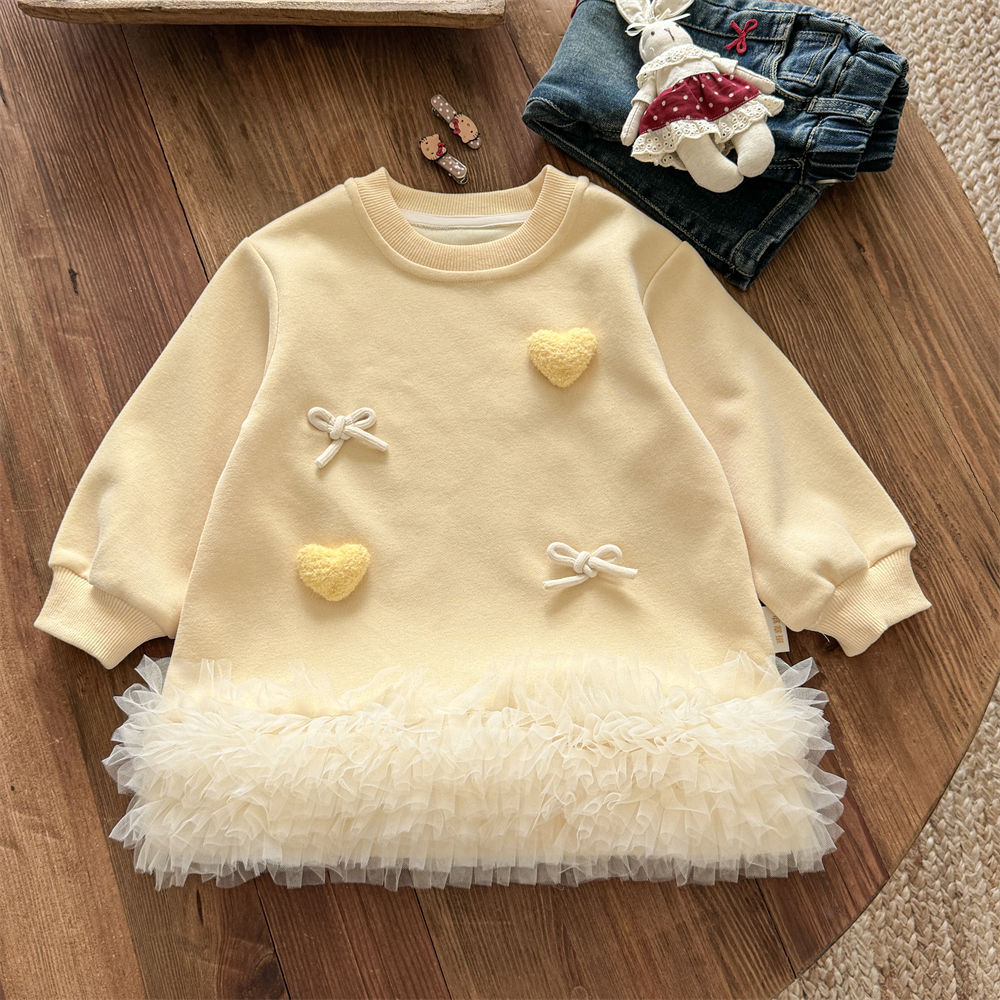 Baby Clothing Yellow - بلوفر شبكي من قطعة واحدة فستان