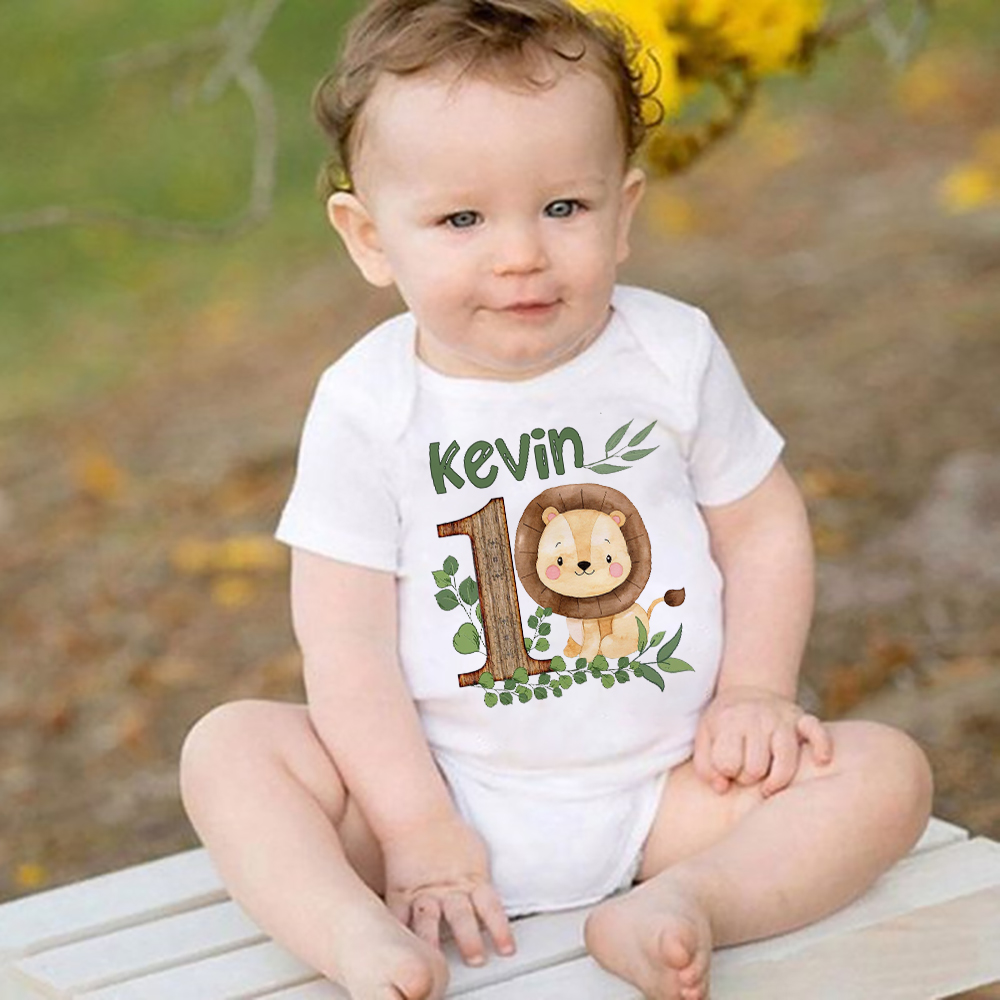 Baby Clothing Name - شخصية سفاري الحيوان مع اسم الطفل